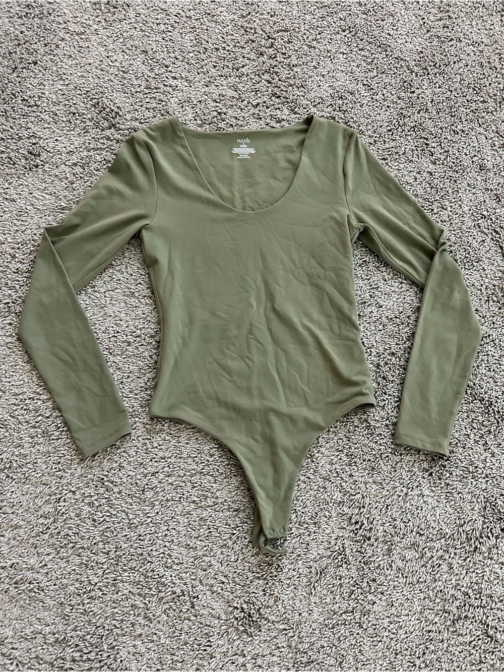 Nuudd Long-Sleeve Scoop Neck Bodysuit - Olive